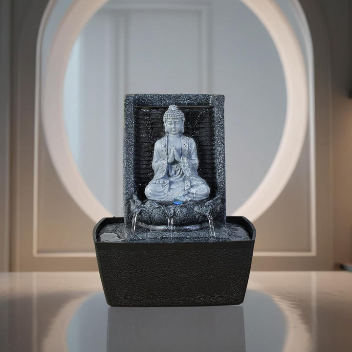 Zen Light scfrb1 Zimmerbrunnen Mauer Buddha Gebet Dunkelgrau/Schwarz 20 x 15 x