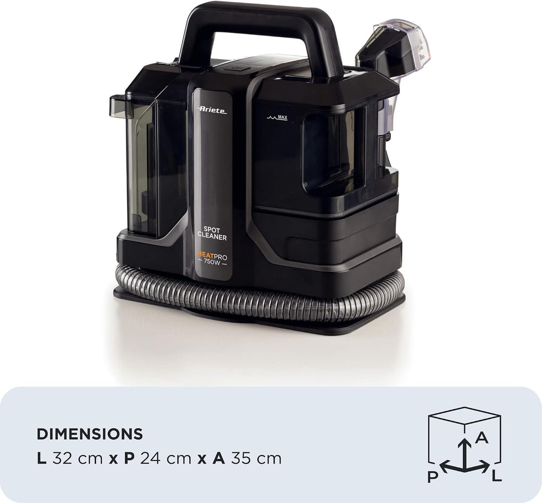 Ariete 2482 Spot Cleaner Heat Pro 750W, Polsterreiniger Gerät mit Doppeltank, Matratzenreiniger, Pol