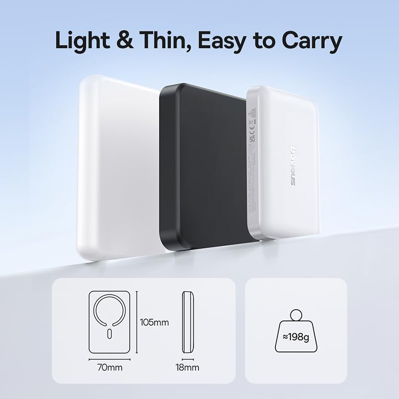 Baseus Enerfill MagSafe Powerbank 10000mAh 30W USB C Magnetische Power Bank, Kabellose Externe Handy