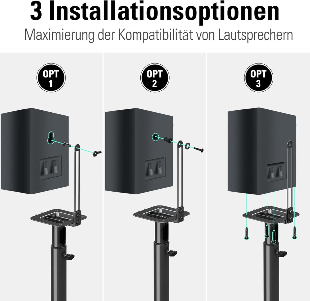 Mounting Dream Einzelner Lautsprecherständer höhenverstellbar für Satelliten bis 5 kg, ein Bodenstän