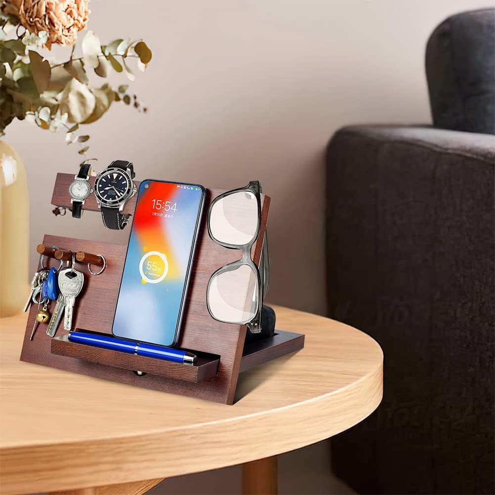 Geschenke für Männer Weihnachten Holz Telefon Dockingstation Nachttisch Organizer Männer Geschenk Ge