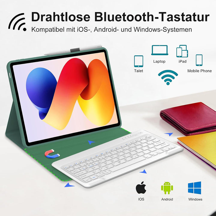 Tastatur Hülle für XIAOMI REDMI Pad 2 Pro 12.1"/Xiaomi Redmi Pad Pro 12.1", QWERTZ Deutsches Magneti