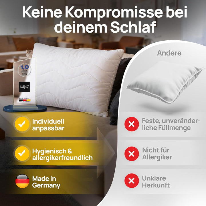 LILENO HOME Kopfkissen 60x80 cm [2er Set] als Kissen-Füllung - Bett oder Deko Kissen mit Reissversch