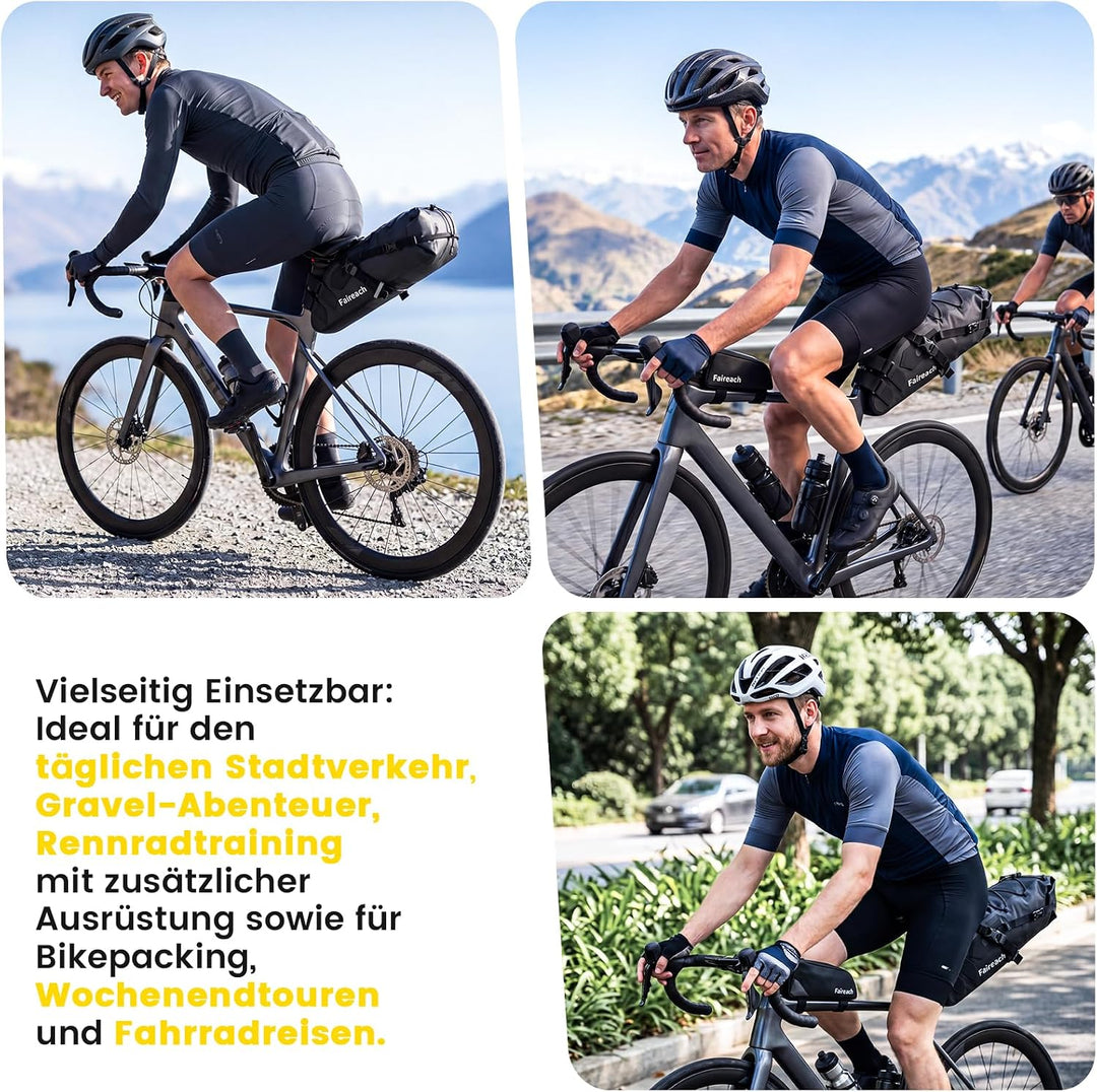 100% Wasserdicht Fahrrad Satteltasche, 10L Rennrad Tasche Sattel | für Bikepacking-Anfänger, Bikepac