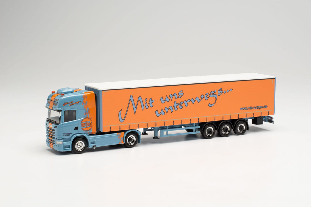 herpa 314800 Scania R `13 TL Lowliner-Gardinenplanen-Sattelzug „MB Cargo Modell Auto, Miniaturmodell