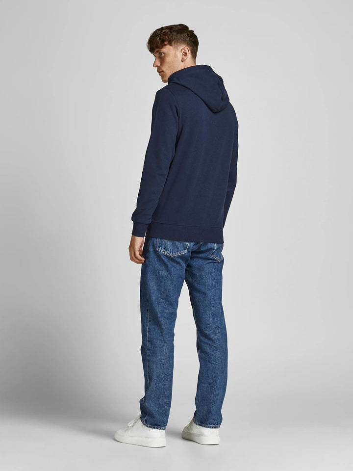JACK &amp; JONES Herren Jjebasic Logo Sweat Hood Noos Hooded Sweatshirt S Navy Blazer, S Navy Blazer