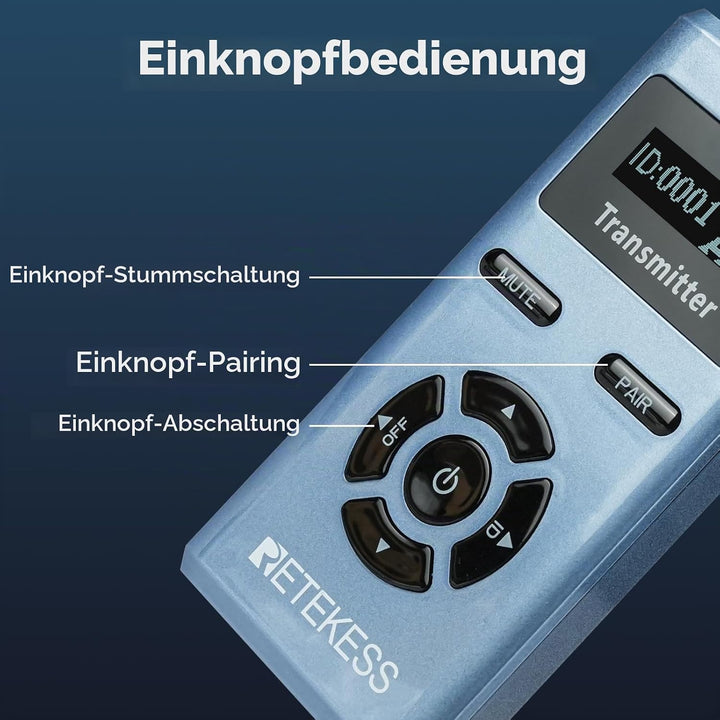 Retekess TT106S Drahtloses Tourguide-System, Ohrbügel-Empfänger, 2.4GHz, One-Touch-Bedienung, USB-La