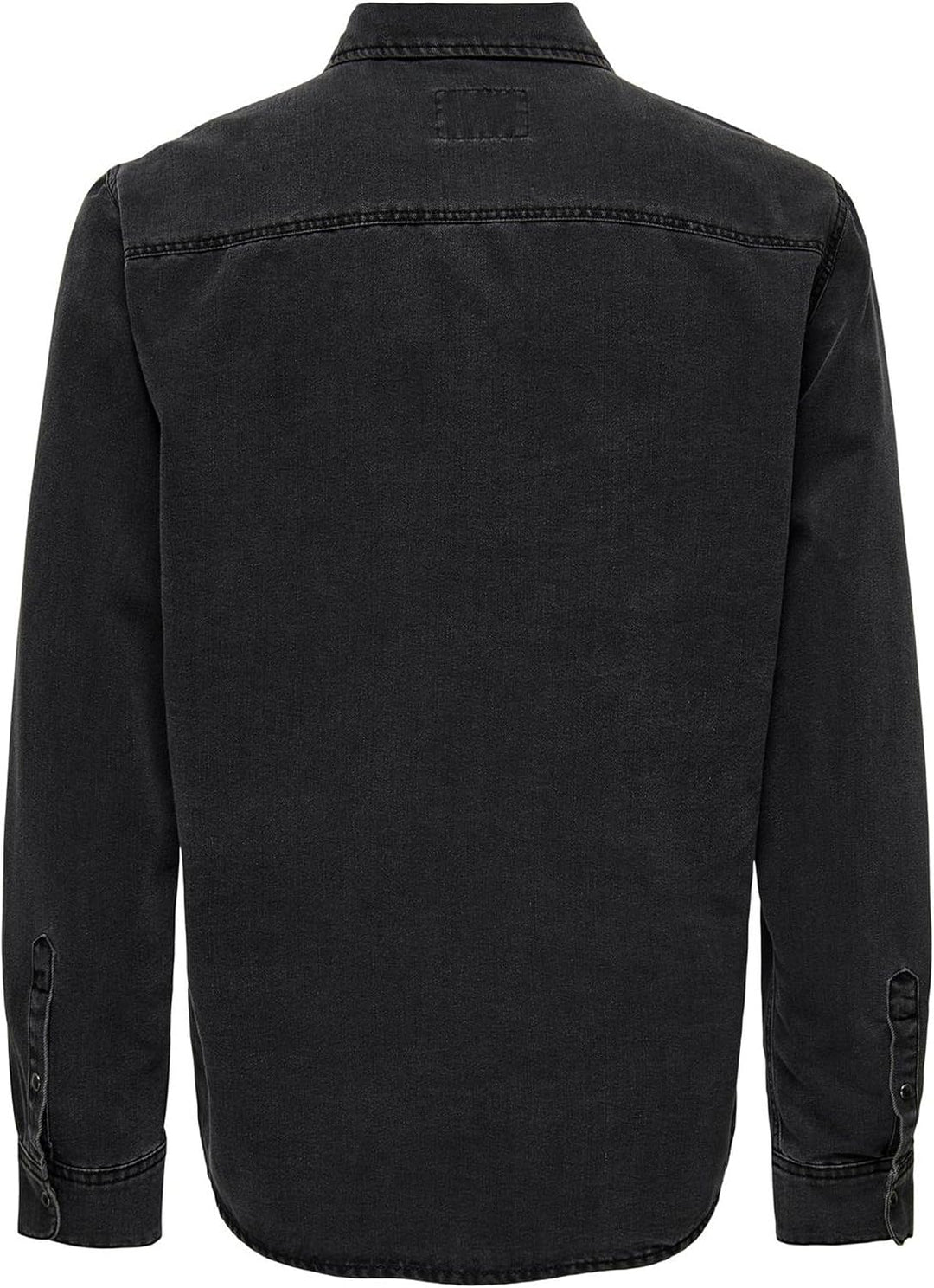 ONLY &amp; SONS Male Jeanshemd Normal geschnitten Hemdkragen Hemd XS Dark Grey Denim, XS Dark Grey Denim