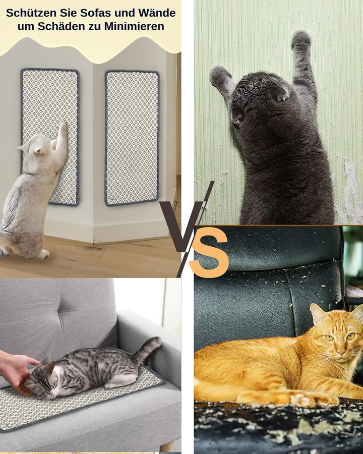 JanYoo 2 Stück Kratzmatte Katze, Kratzschutz Katzenkratzmatte Sisal Katzenkratzmatte Katzen Kratztep