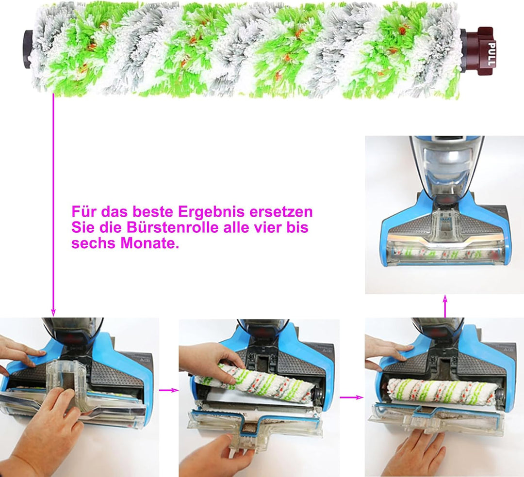 3-Pack Ersatz 2460 CrossWave Multiflächen-Bürstenrolle, Bürste Zubehör für Bissell CrossWave 17132,