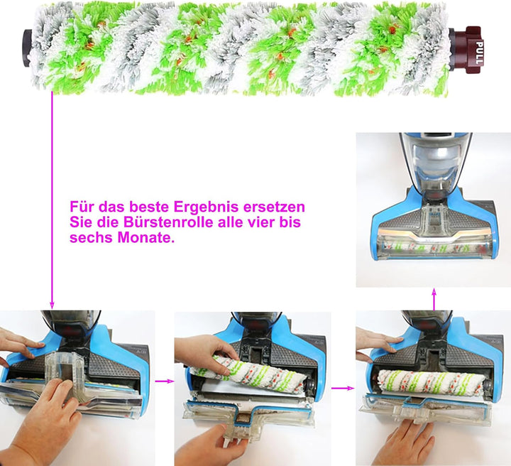3-Pack Ersatz 2460 CrossWave Multiflächen-Bürstenrolle, Bürste Zubehör für Bissell CrossWave 17132,