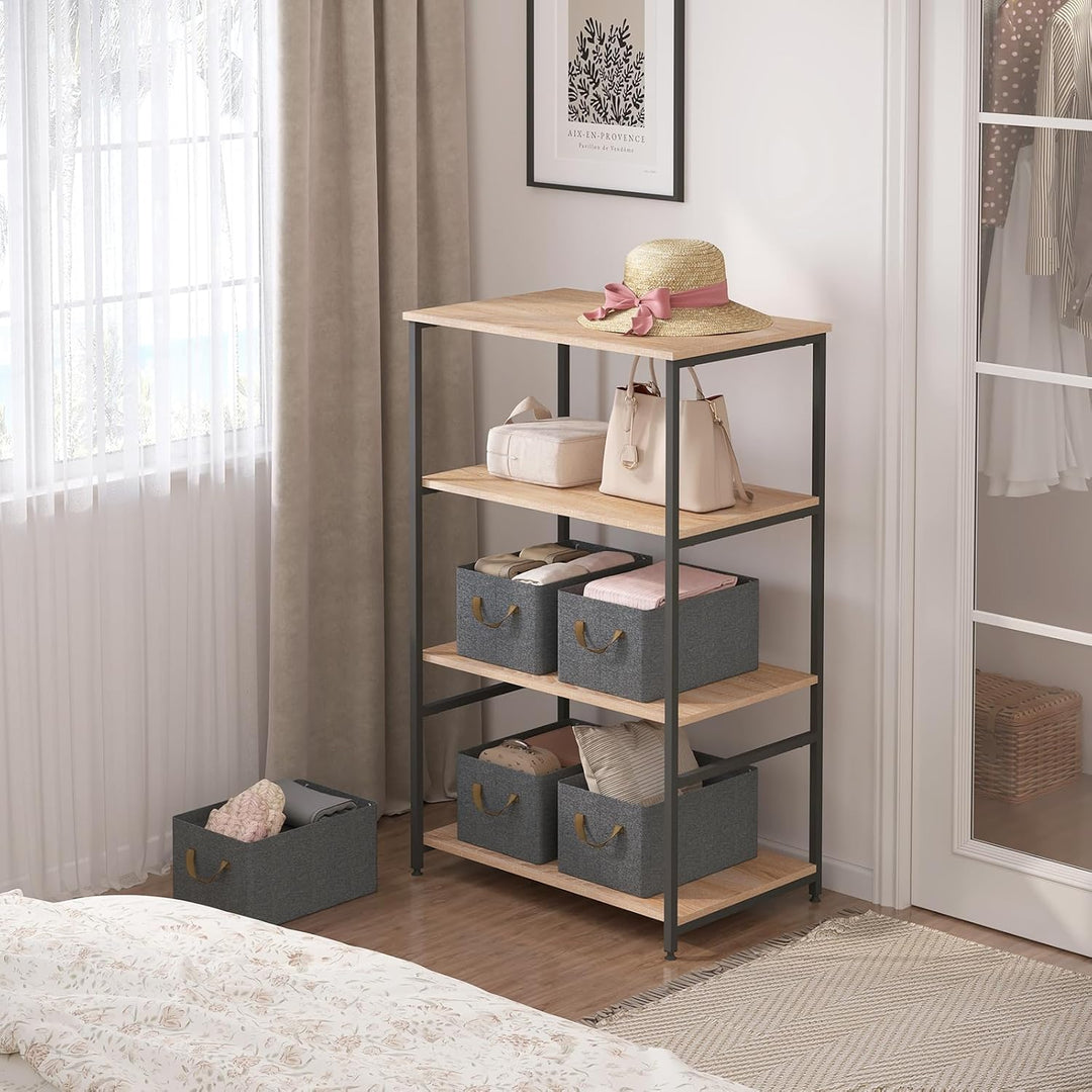 WOLTU Aufbewahrungsbox 5 Stück, mit Griffen, faltbar, Grau, 47x20x28 cm Grau 5pack (47x20x28cm), Gra