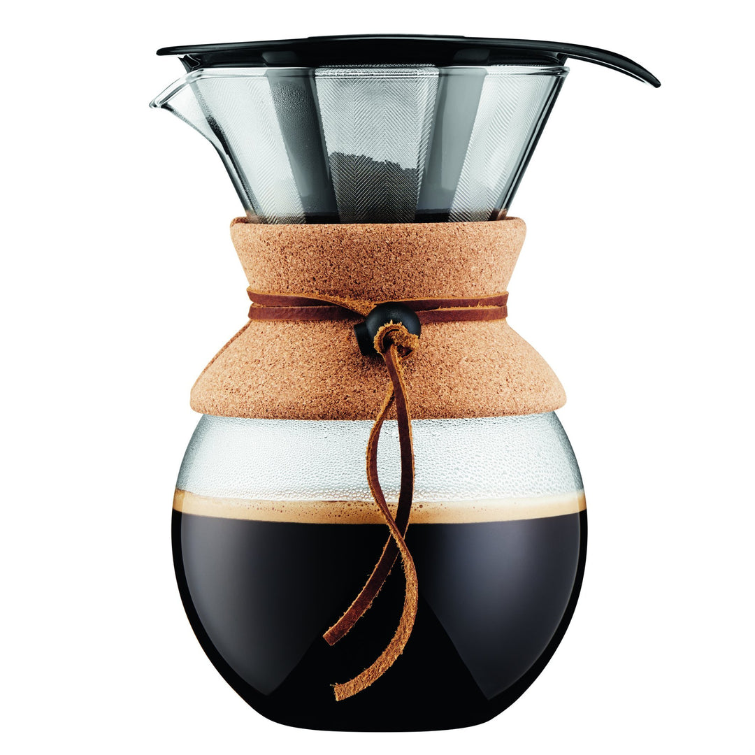 Bodum 11571-109 Pour Over Kaffeebereiter mit Permanentfilter 1 L, Mehrlagig, transparent, 14 x 16,3