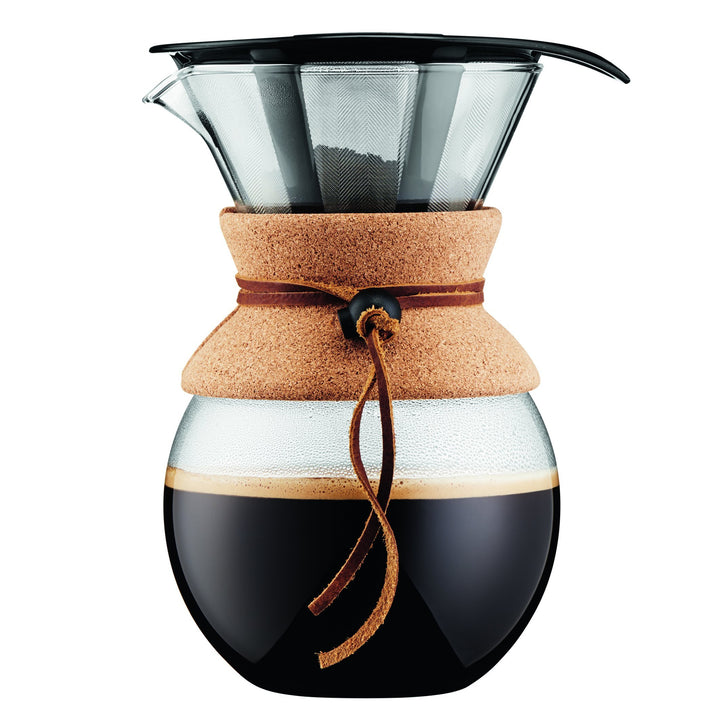 Bodum 11571-109 Pour Over Kaffeebereiter mit Permanentfilter 1 L, Mehrlagig, transparent, 14 x 16,3
