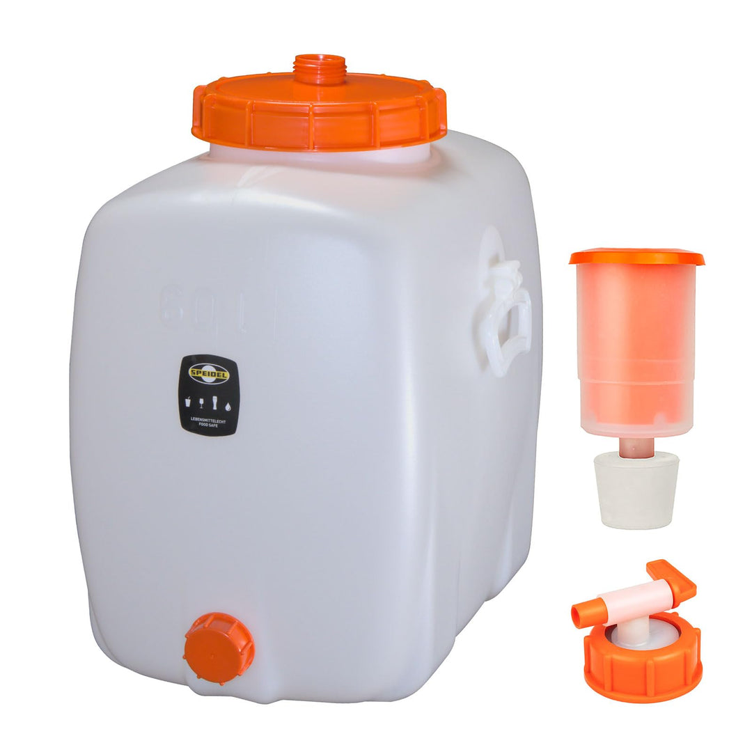 Mostfass 60 Liter mit Auslaufhahn NW 10 und Gärspund, Gärfass (60 L oval) für Most, Wein, Cider, Säf