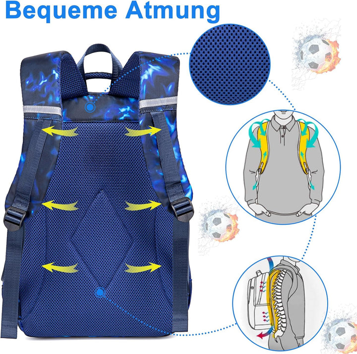 LEDAOU Schulrucksack Jungen Teenager Mädchen Schultaschen Kinder Rucksäcke Wasserdicht Leichtgewicht