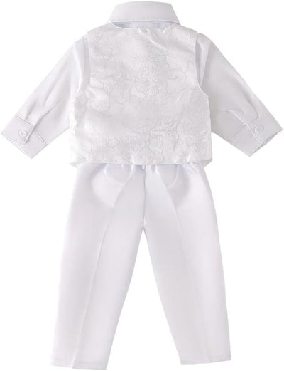 Lito Angels Baby Jungen Taufkleidung Taufanzug Taufe Kleidung Weisser Anzug/Elfenbein mit Haube Grös