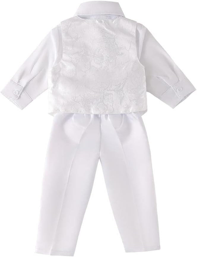 Lito Angels Baby Jungen Taufkleidung Taufanzug Taufe Kleidung Weisser Anzug/Elfenbein mit Haube Grös