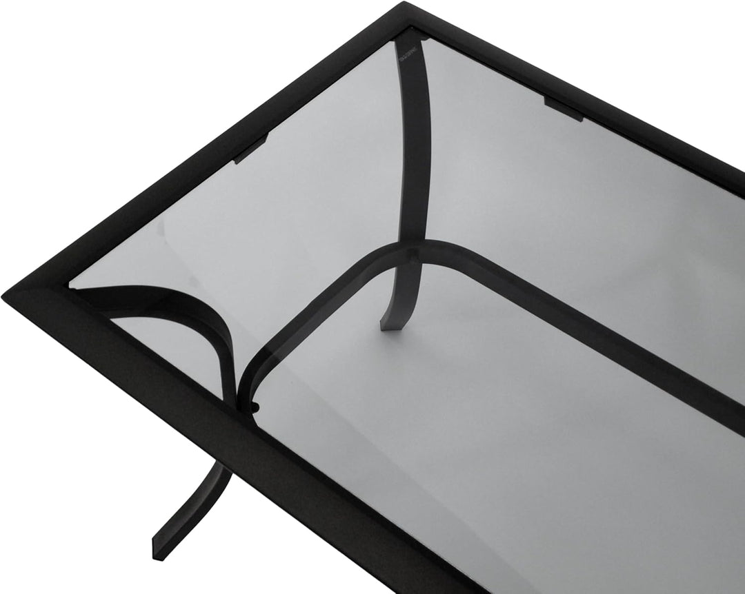 DEGAMO Beistelltisch Zagreb 102x61x48cm, Stahl schwarz, Tischplatte Glas grau getönt, Indoor und Out
