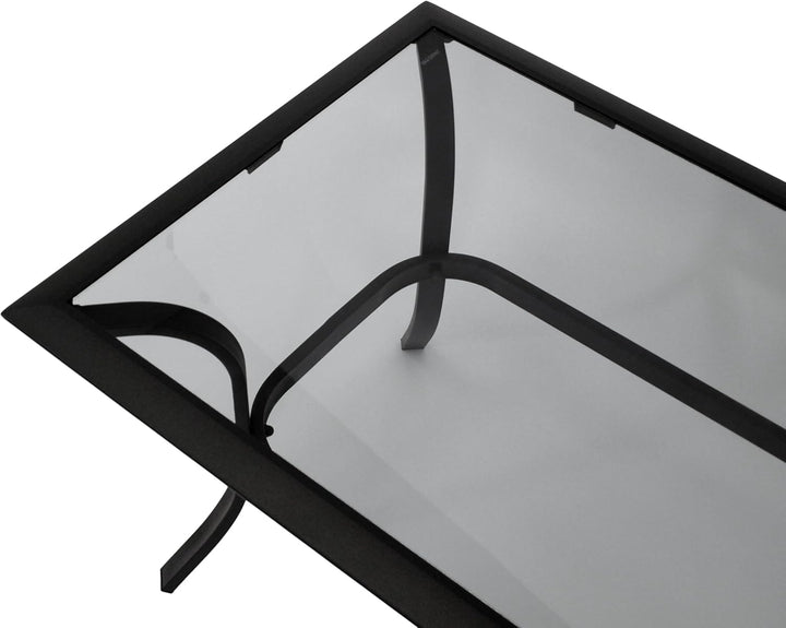 DEGAMO Beistelltisch Zagreb 102x61x48cm, Stahl schwarz, Tischplatte Glas grau getönt, Indoor und Out