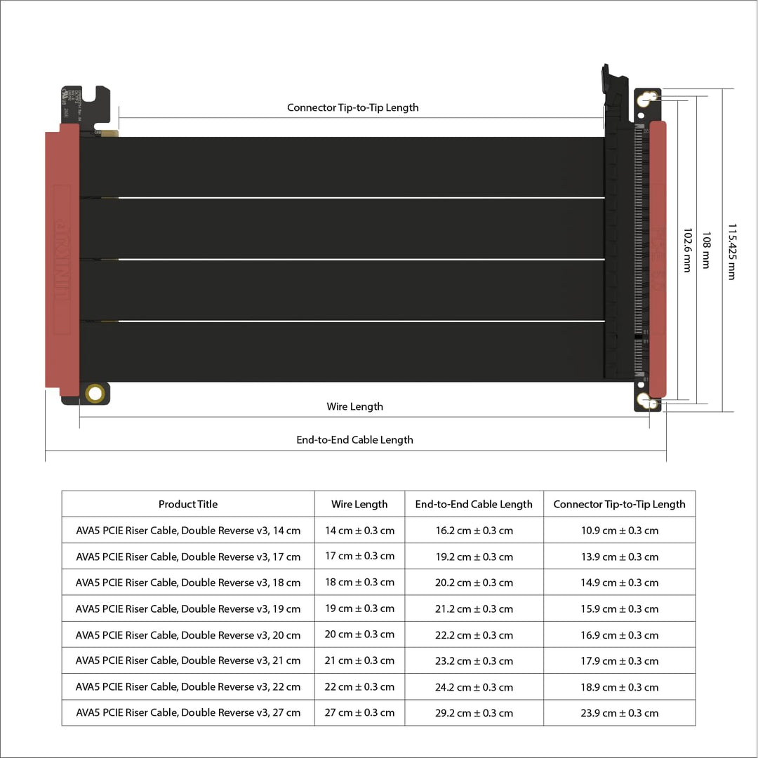 LINKUP - AVA5 PCIE 5.0 Riser-Kabel|RTX5090 RX9070 GPU Bereit|x16 128GB/s|Kompatibel mit Cooler Maste