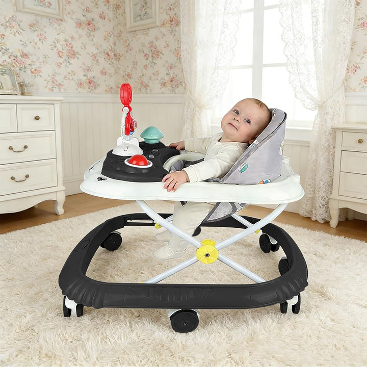 Lauflernhilfe 4 in 1, faltbar, für Babys mit interaktivem Spielbrett mit Geräuschen, kippsichere Bas