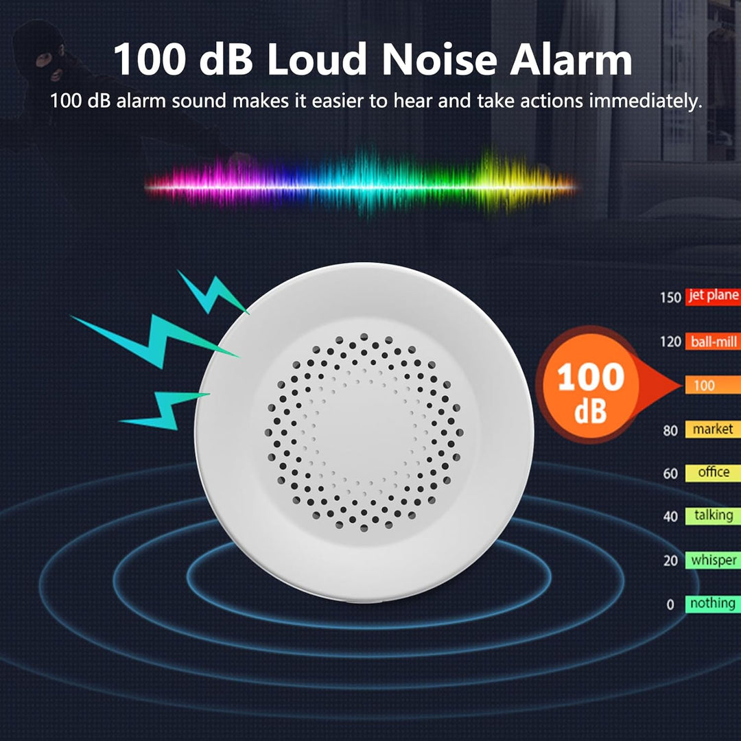 Smart Sirenenalarm, lautstark 100dB, kabelloser Alarm für Tür-Fenster-Sensor, 32 Arten von Alarmton