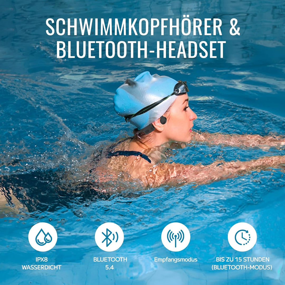 Tayogo T6-W25 Knochenschall-Kopfhörer Schwimmen - Drahtloser Sender, Ideal für Spotify und Audible |