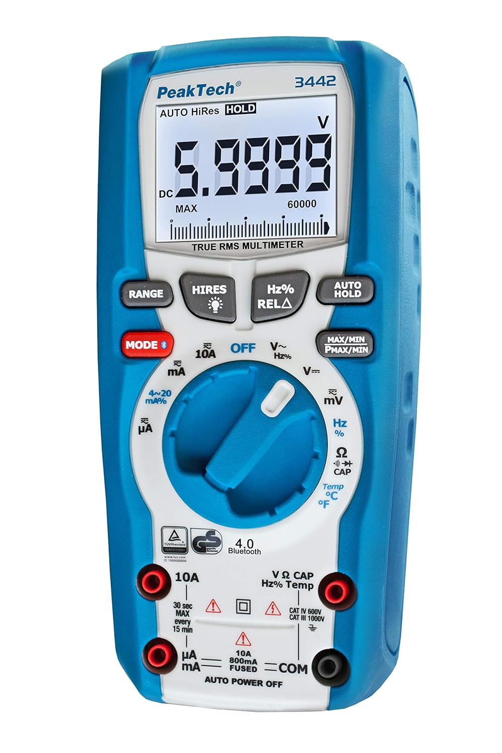 PeakTech P 3442 True RMS Digital Multimeter für Elektriker mit 60000 Counts & 4.0 Bluetooth & P 6227