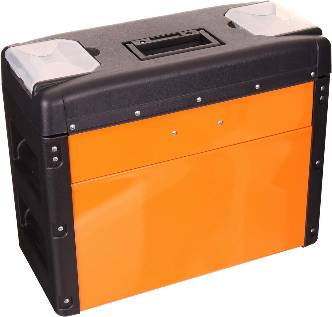 Werkzeugkoffer Box - 50 x 40 x 23cm mit 3 Schubladen und Blockade, Werkzeugkasten Koffer Metall, Org