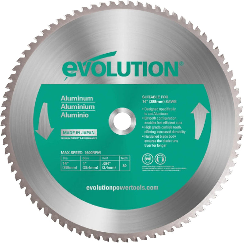 Evolution A355TCT-80CS - 355 mm Sägeblatt zum Schneiden von Aluminium - Metall-Sägeblatt mit 80 Zähn