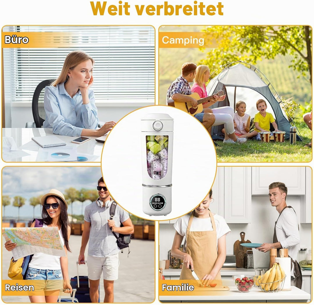 Tragbarer Mixer, 700ml Kleiner Entsafter, Mixer Smoothie Maker to Go mit Digitalanzeige,USB Wiederau