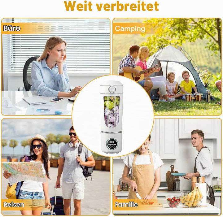 Tragbarer Mixer, 700ml Kleiner Entsafter, Mixer Smoothie Maker to Go mit Digitalanzeige,USB Wiederau
