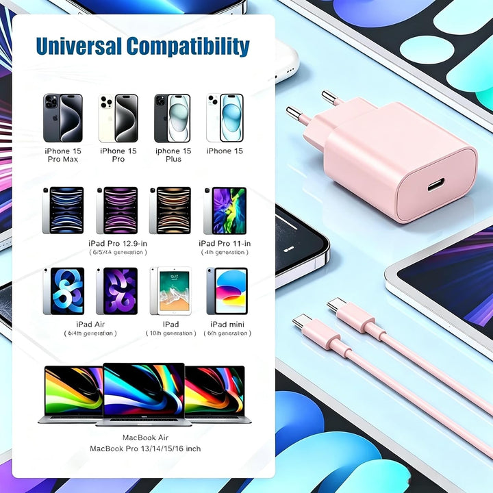 2Pack USB C Ladegerät Ladekabel für iPhone 17/17 Pro/16 Pro Max/15 Pro/15 Plus, iPad, MacBook, Samsu