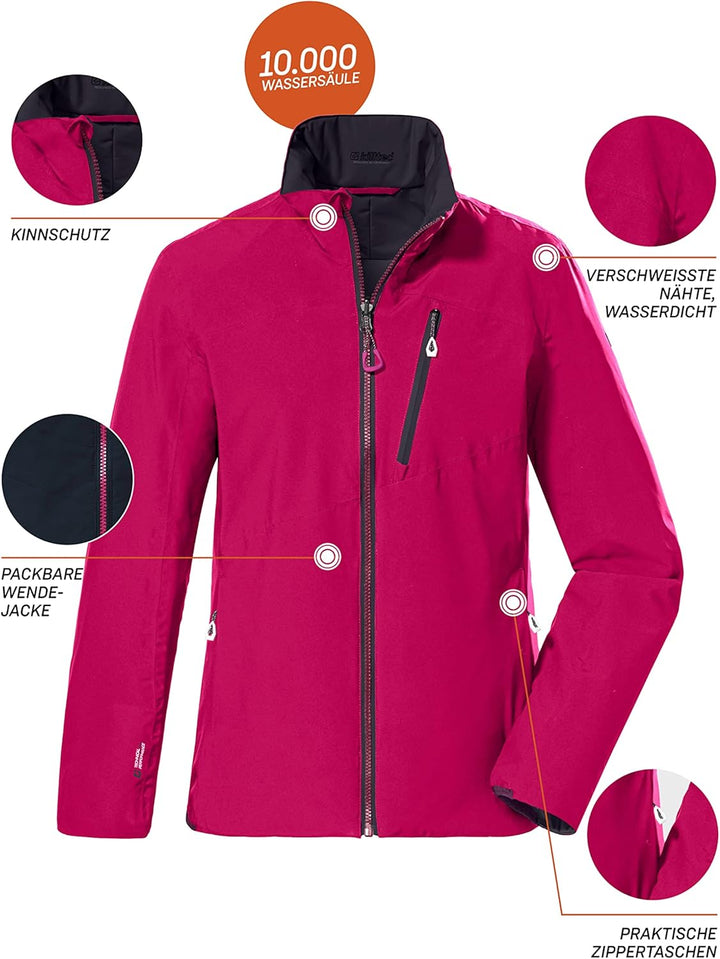 Killtec Damen Kow 100 Wmn Jckt Softshelljacke/Wendejacke, packbar 34 dunkelorchidee, 34 dunkelorchid