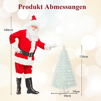 COSTWAY Weihnachtsbaum Künstlich mit Beleuchtung, Tannenbaum mit bunten LED-Lichtern & Glasfaser & S