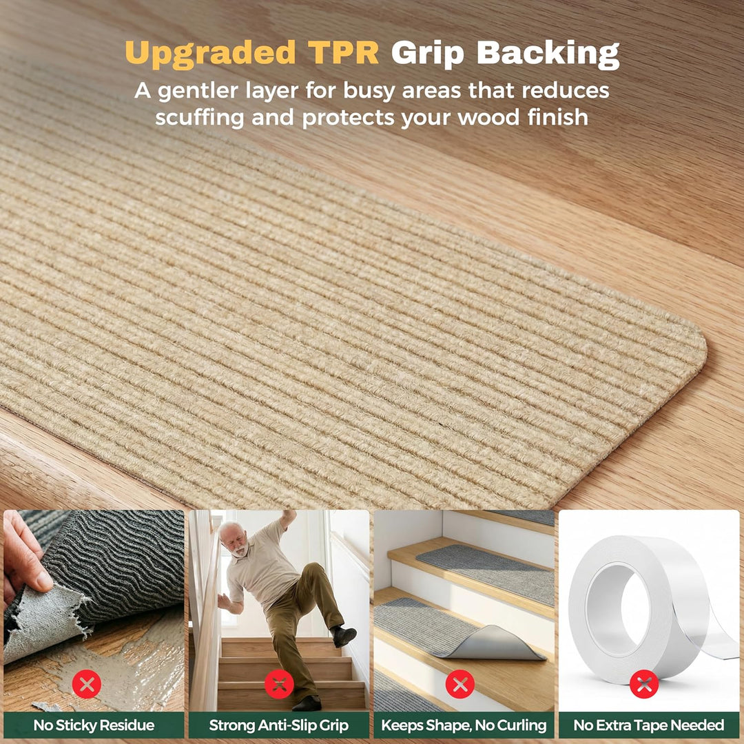 MBIGM 15er Set Stufenmatten 20 cm X 76 cm Treppenteppich Selbstklebend Sicherheit Stufenteppich für