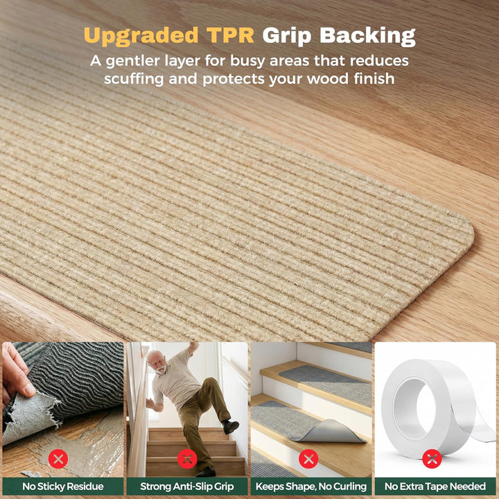 MBIGM 15er Set Stufenmatten 20 cm X 76 cm Treppenteppich Selbstklebend Sicherheit Stufenteppich für
