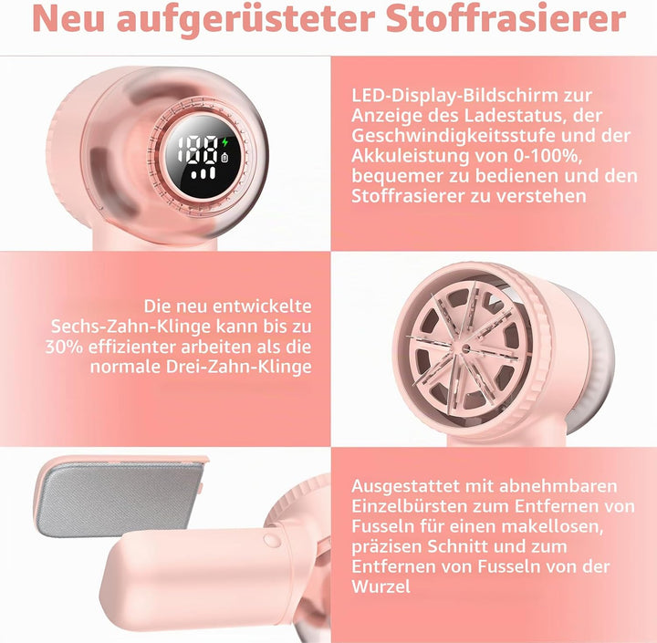 Fusselrasierer Elektrisch tragbarer Pullover-Entfilzer mit 3 Geschwindigkeiten 6 Blattklingen digita