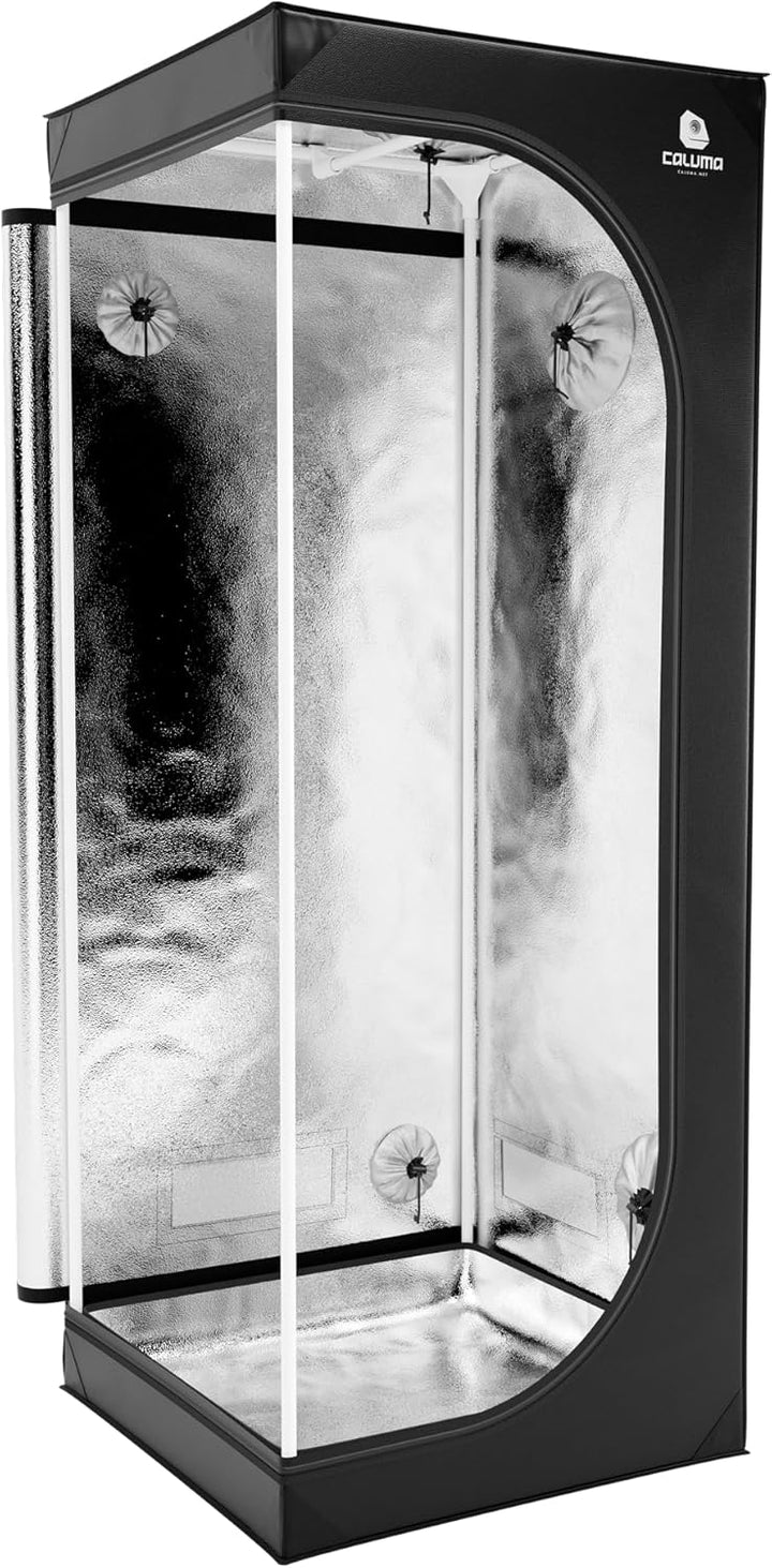 Caluma Growzelt, Growtent, Grow Tent Indoor Anbau, 60x60x160cm, mit Bodenwanne, Kabelöffnungen &amp; Auf