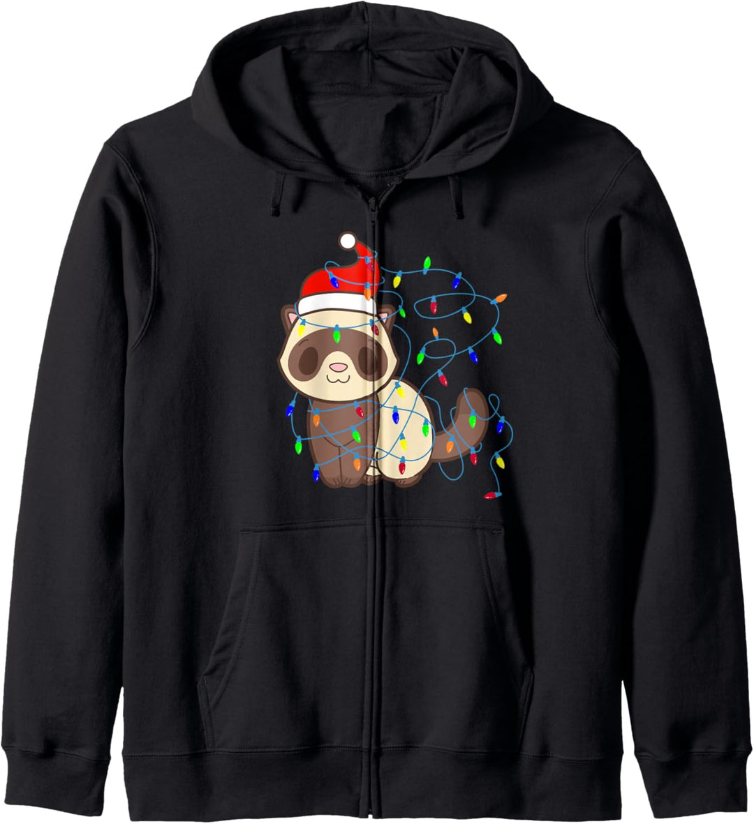 Süsses Frettchen Weihnachtslichter Weihnachtsmann Santa Claus Kapuzenjacke