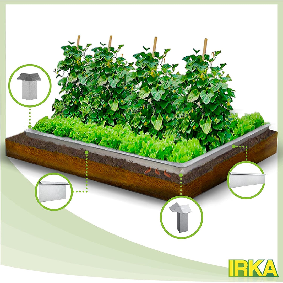 IRKA Schneckenzaun Typ2 Metall Set 10m + 4 Ecken | Schneckenblech mit Versteifungskante | Schneckenz