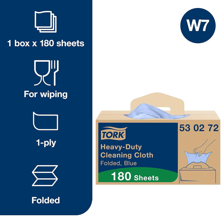 Tork Extra Starke Reinigungstücher Blau W7, Einzeltuchentnahme, 1 x 180 Tucher, 530272