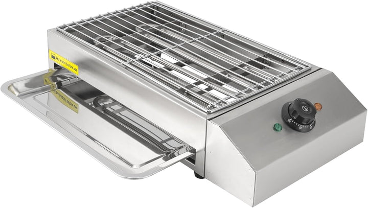 220V Elektrogrill Elektrischer Grillkocher 2.6KW 50-300°C Verstellbarer Temperatur Tischgrill mit Ab