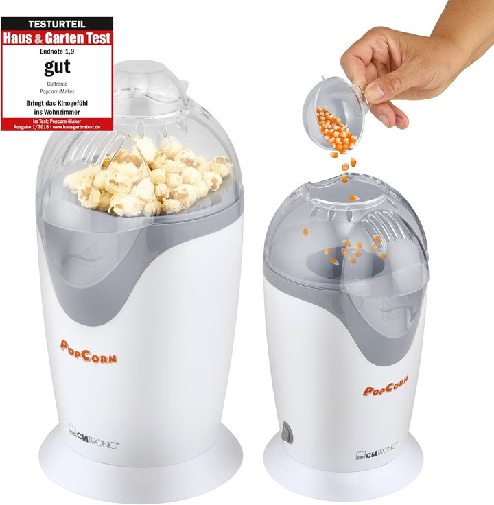 Clatronic Popcornmaschine, schnelle Zubereitung, Popcorn in 2 Min., Herstellung mit Heissluft, ohne