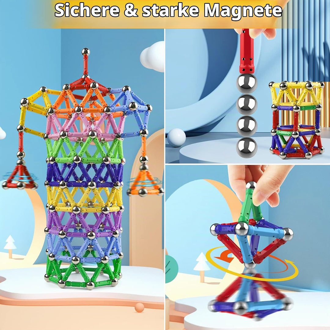 Jvchengxi 320 Stücke Magnetische Bausteine, Magnetische Stöcke Spielzeug, Magnet Lernspielzeug, 3D P