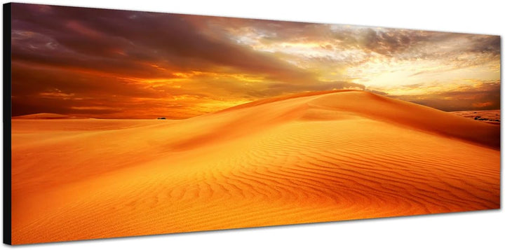 Paul Sinus Art Panoramabild auf Leinwand und Keilrahmen 150x50cm Wüste Sanddüne Hitze Wolkenhimmel