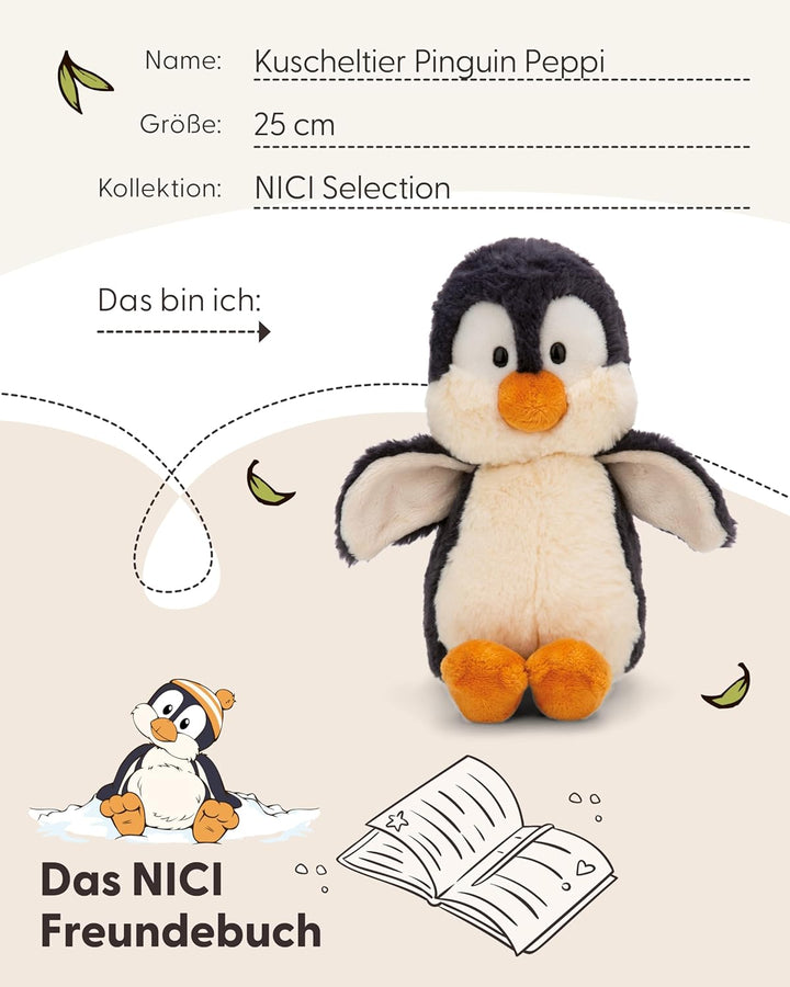 NICI Kuscheltier Pinguin Peppi 25cm - Stofftier aus weichem Plüsch, niedliches Plüschtier zum Kusche
