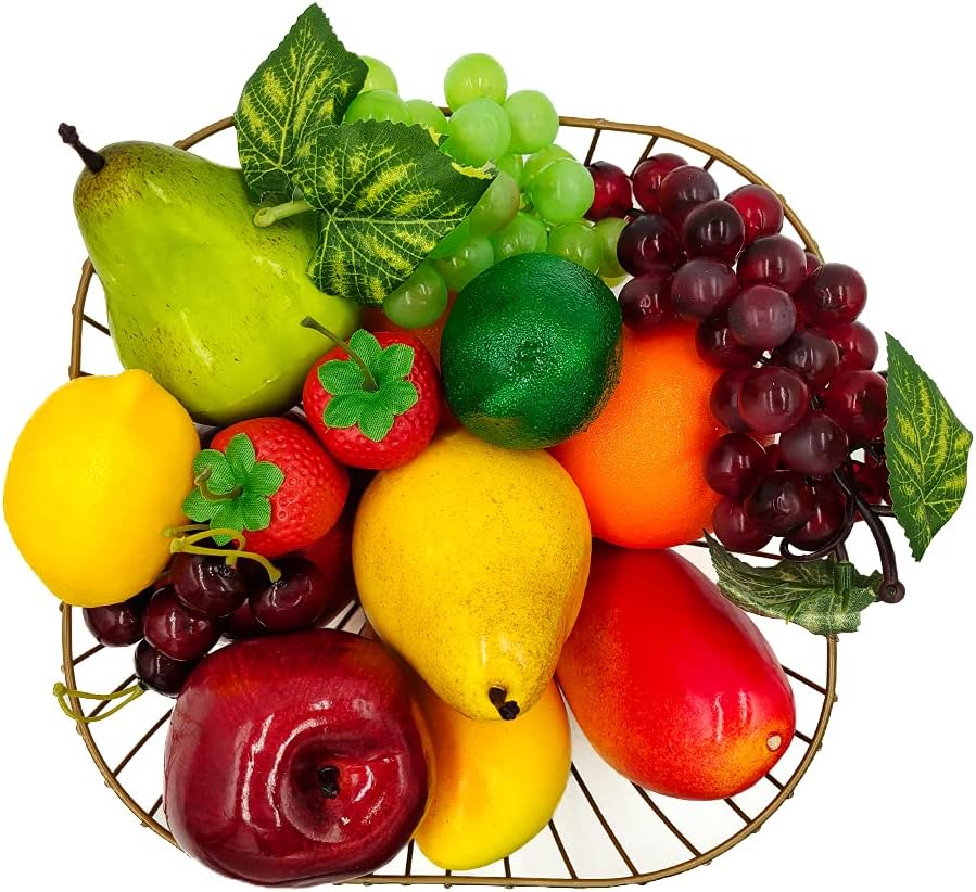 Laiiqi 17 Stück künstliches Obst,deko Obst lebensecht Requisiten für Fotografie,künstliche früchte r