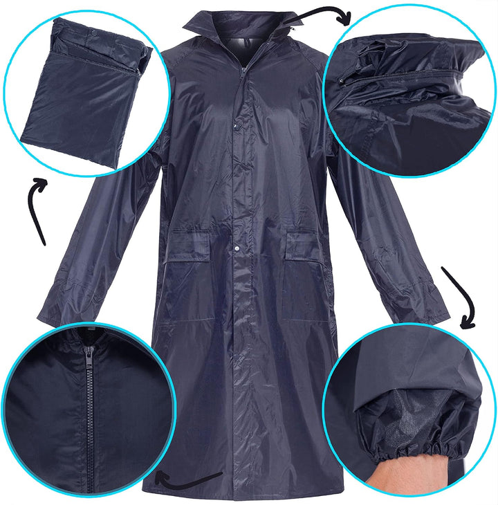BWOLF POSEIDON Regenmantel Herren Regenmantel Wasserdichte Lange Regenjacke Outdoor Wiederverwendbar